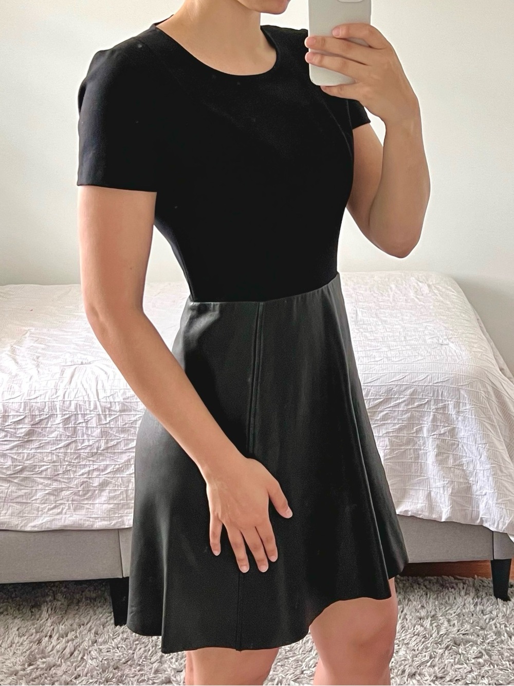 DKNY Genuine Leather Combination Dress